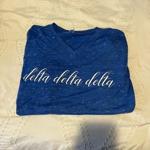 Bella canvas v neck shirt sleeve tshirt. Size L. Royal blue in color.